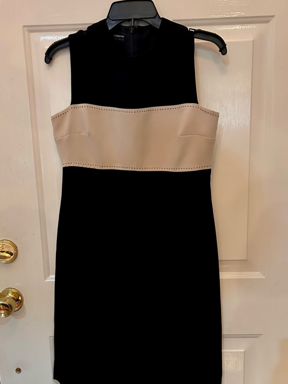Liz Claiborne Black Midi Dress with Beige Waistband